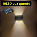 Luminária Solar de Parede 4/6/8/10 LEDs IP65 – Luz Quente Decorativa Up & Down para Jardim e Área Externa