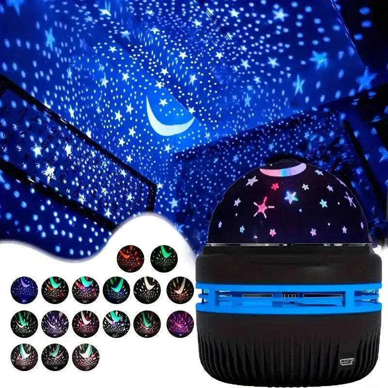 Projetor Mágico Céu Estrelado – Noites Iluminadas com Lua e Estrelas