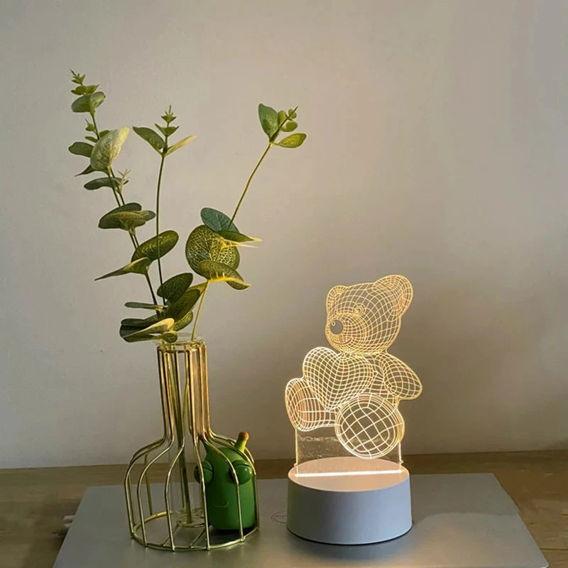 Luminária de urso 3D criativa decorativa