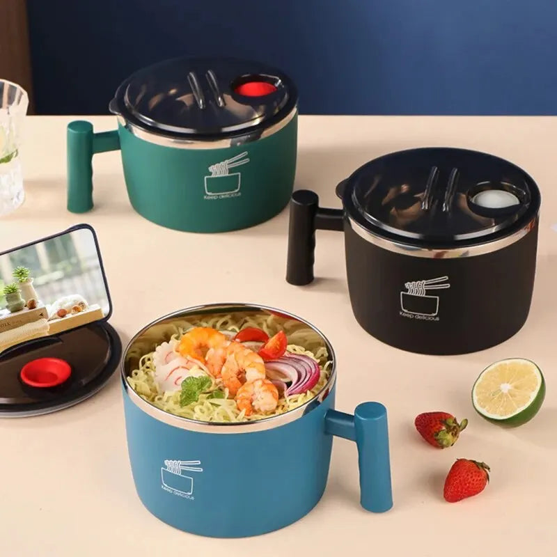 Noodle Keeper – Bowl Inox com Tampa Prático & Vedado